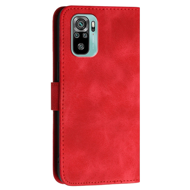 For Redmi Note 10 4G Global Grid Butterfly Embossed Pattern Leather Phone Case with Lanyard