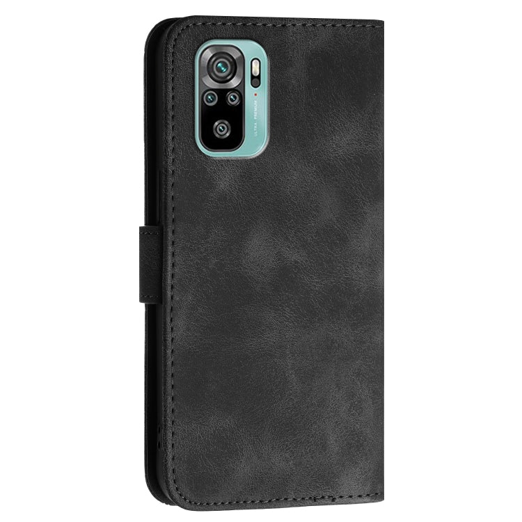 For Redmi Note 10 4G Global Grid Butterfly Embossed Pattern Leather Phone Case with Lanyard