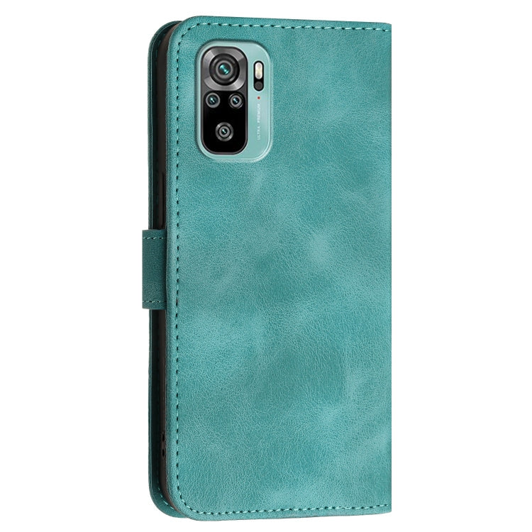 For Redmi Note 10 4G Global Grid Butterfly Embossed Pattern Leather Phone Case with Lanyard