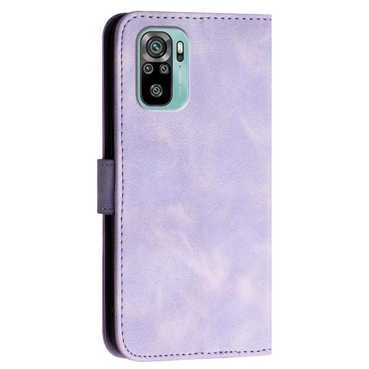For Redmi Note 10 4G Global Grid Butterfly Embossed Pattern Leather Phone Case with Lanyard