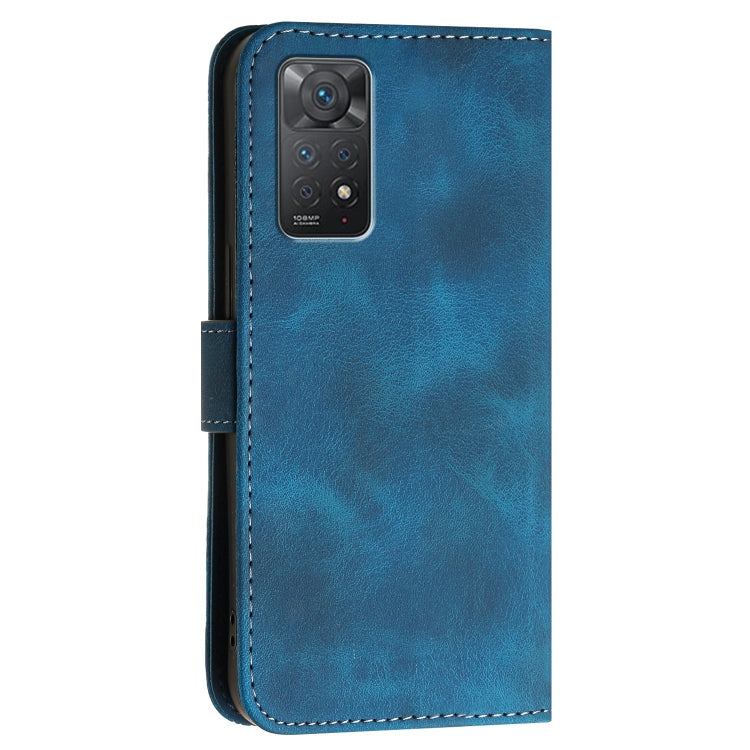 For Redmi Note 11 Pro 4G Global Grid Butterfly Embossed Pattern Leather Phone Case with Lanyard