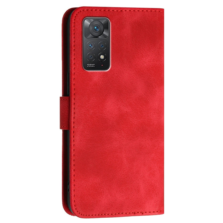 For Redmi Note 11 Pro 4G Global Grid Butterfly Embossed Pattern Leather Phone Case with Lanyard