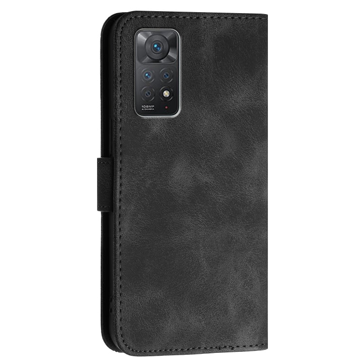 For Redmi Note 11 Pro 4G Global Grid Butterfly Embossed Pattern Leather Phone Case with Lanyard