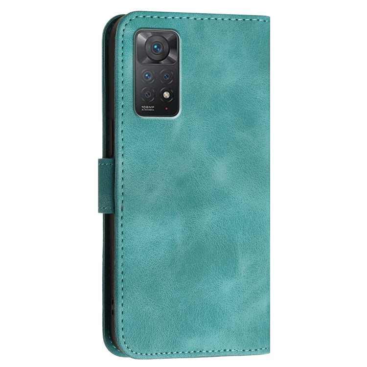 For Redmi Note 11 Pro 4G Global Grid Butterfly Embossed Pattern Leather Phone Case with Lanyard