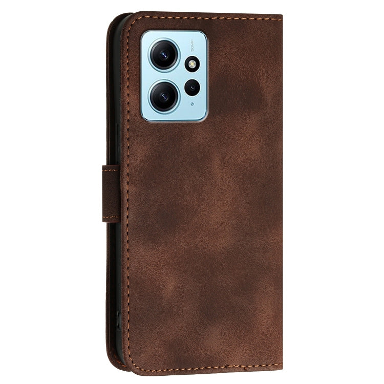 For Redmi Note 12 4G Grid Butterfly Embossed Pattern Leather Phone Case with Lanyard