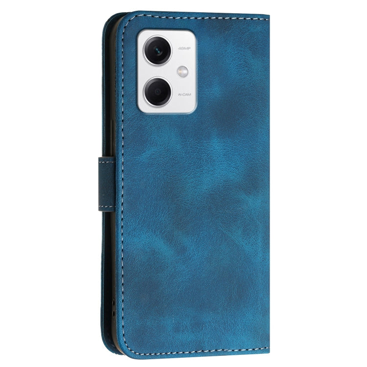 For Redmi Note 12 5G Grid Butterfly Embossed Pattern Leather Phone Case with Lanyard