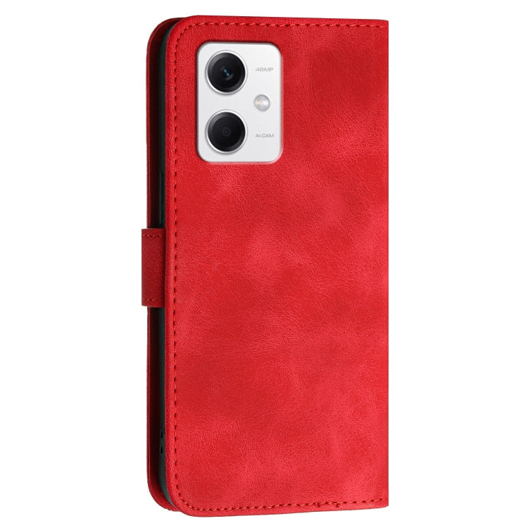 For Redmi Note 12 5G Grid Butterfly Embossed Pattern Leather Phone Case with Lanyard