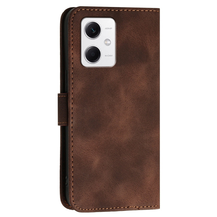 For Redmi Note 12 5G Grid Butterfly Embossed Pattern Leather Phone Case with Lanyard