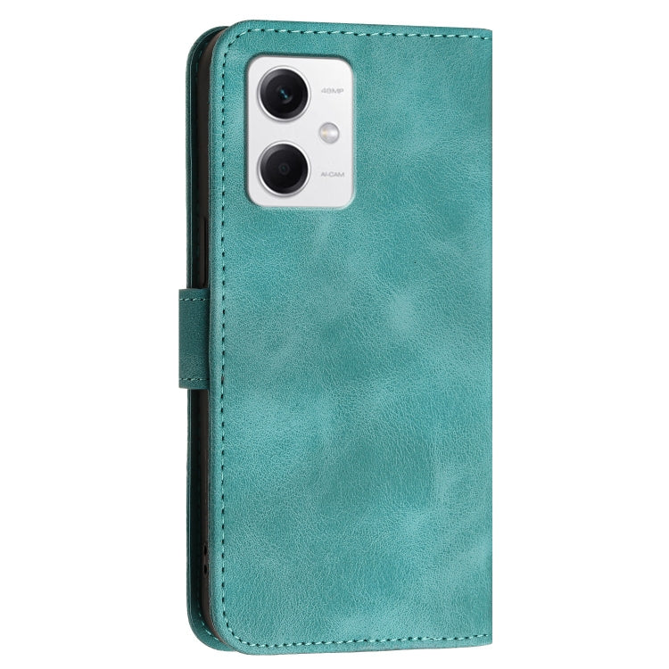 For Redmi Note 12 5G Grid Butterfly Embossed Pattern Leather Phone Case with Lanyard