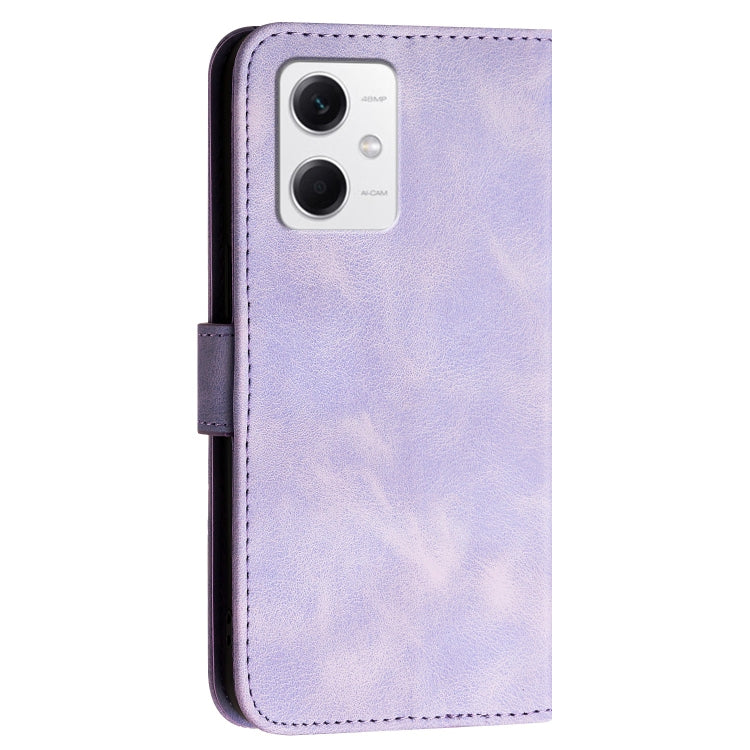 For Redmi Note 12 5G Grid Butterfly Embossed Pattern Leather Phone Case with Lanyard