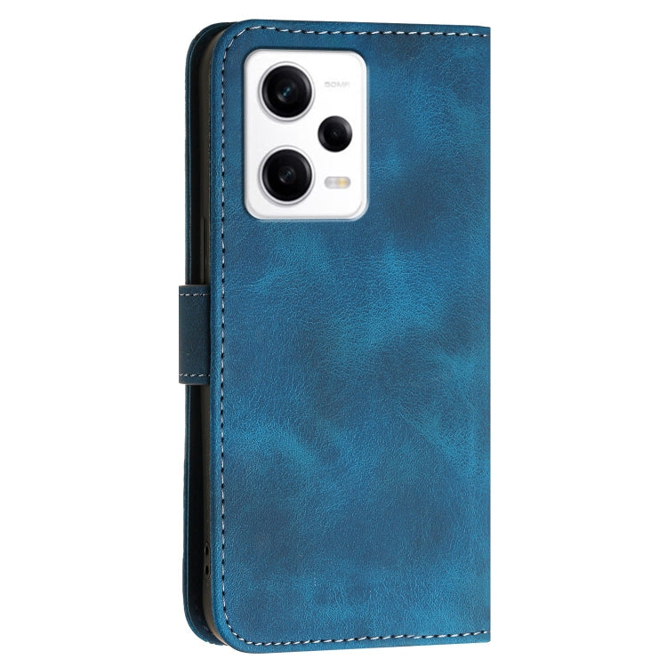 For Redmi Note 12 Pro Grid Butterfly Embossed Pattern Leather Phone Case with Lanyard