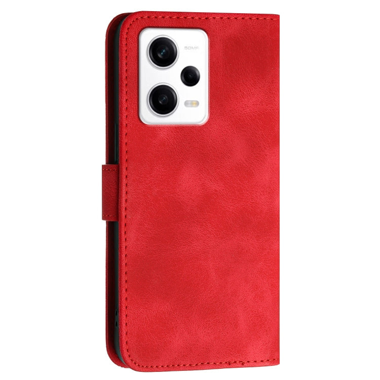 For Redmi Note 12 Pro Grid Butterfly Embossed Pattern Leather Phone Case with Lanyard