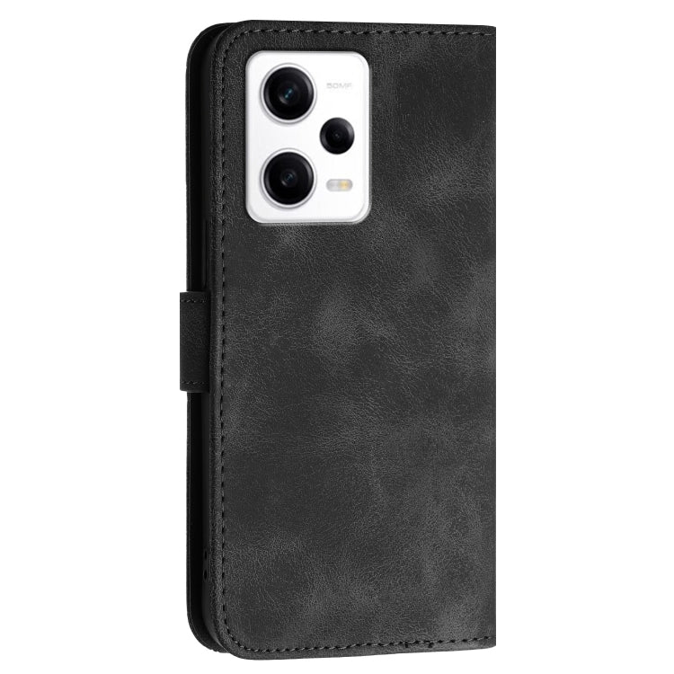 For Redmi Note 12 Pro Grid Butterfly Embossed Pattern Leather Phone Case with Lanyard