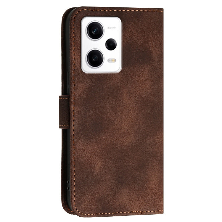 For Redmi Note 12 Pro Grid Butterfly Embossed Pattern Leather Phone Case with Lanyard
