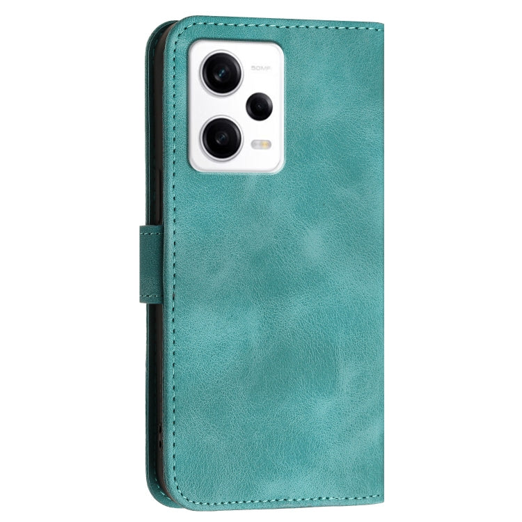 For Redmi Note 12 Pro Grid Butterfly Embossed Pattern Leather Phone Case with Lanyard