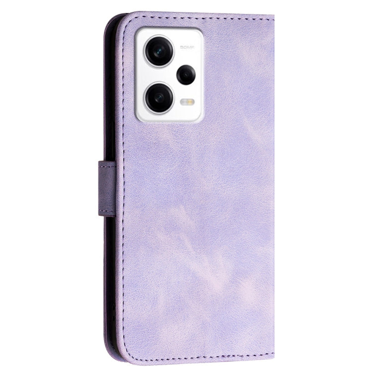 For Redmi Note 12 Pro Grid Butterfly Embossed Pattern Leather Phone Case with Lanyard