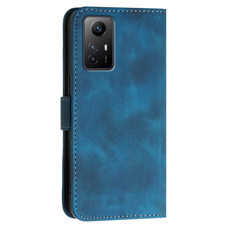 For Redmi Note 12s Grid Butterfly Embossed Pattern Leather Phone Case with Lanyard