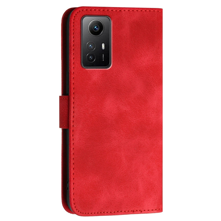 For Redmi Note 12s Grid Butterfly Embossed Pattern Leather Phone Case with Lanyard