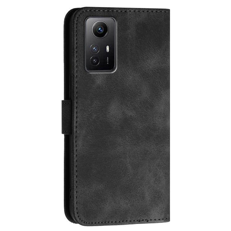 For Redmi Note 12s Grid Butterfly Embossed Pattern Leather Phone Case with Lanyard