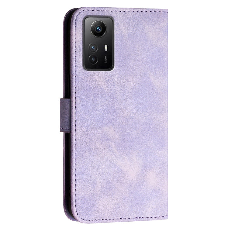For Redmi Note 12s Grid Butterfly Embossed Pattern Leather Phone Case with Lanyard