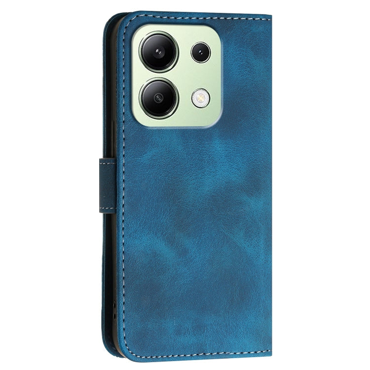 For Redmi Note 13 4G Grid Butterfly Embossed Pattern Leather Phone Case with Lanyard