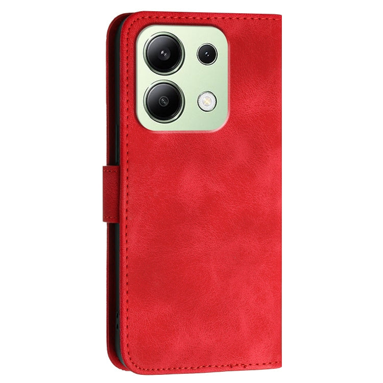 For Redmi Note 13 4G Grid Butterfly Embossed Pattern Leather Phone Case with Lanyard