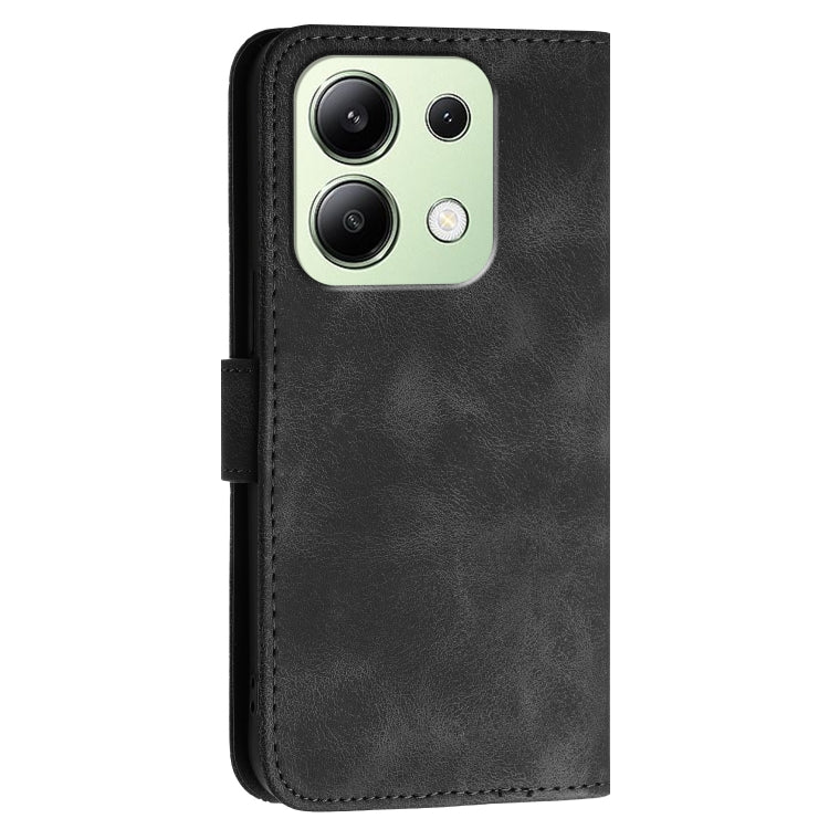 For Redmi Note 13 4G Grid Butterfly Embossed Pattern Leather Phone Case with Lanyard