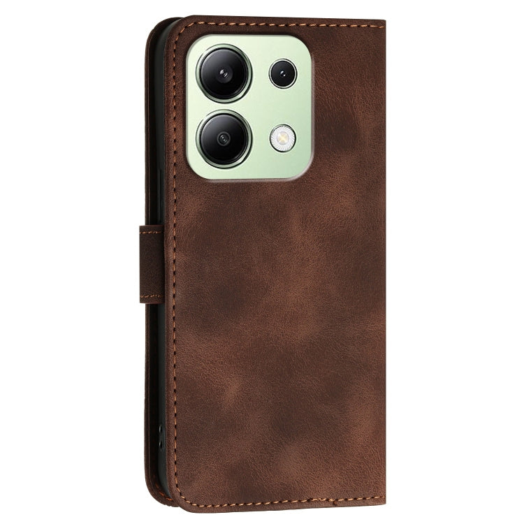 For Redmi Note 13 4G Grid Butterfly Embossed Pattern Leather Phone Case with Lanyard