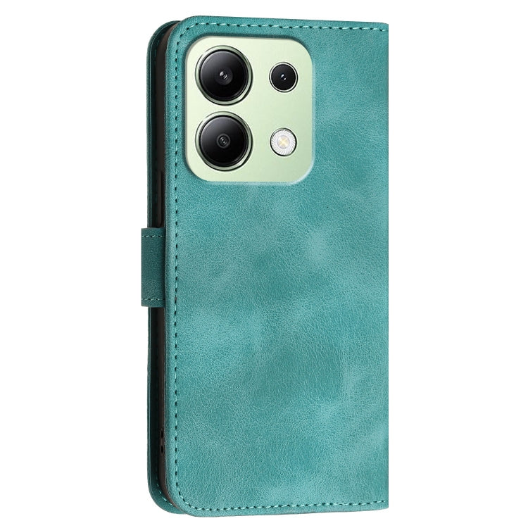 For Redmi Note 13 4G Grid Butterfly Embossed Pattern Leather Phone Case with Lanyard