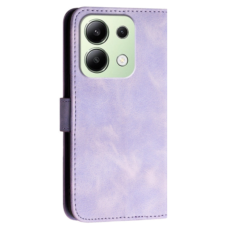 For Redmi Note 13 4G Grid Butterfly Embossed Pattern Leather Phone Case with Lanyard