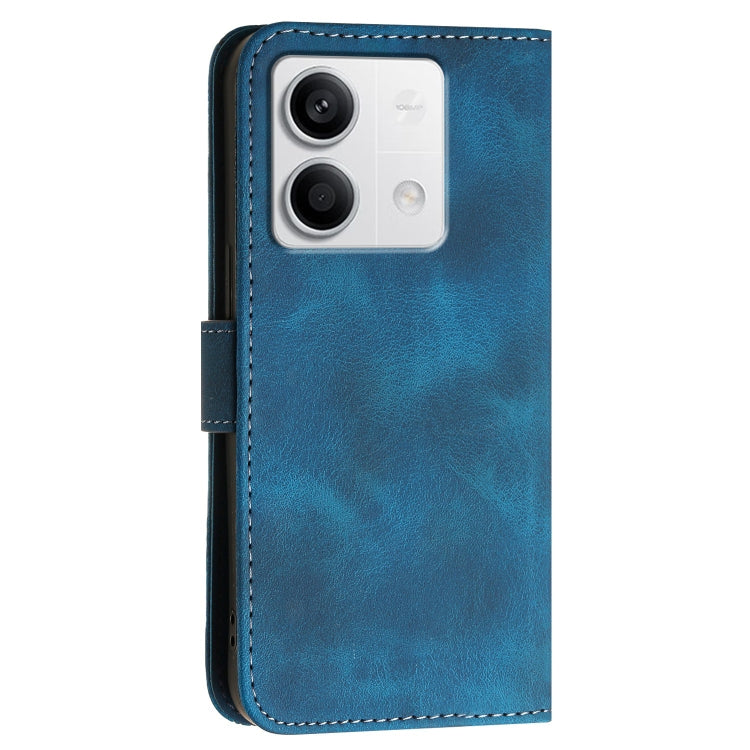 For Redmi Note 13 5G Grid Butterfly Embossed Pattern Leather Phone Case with Lanyard