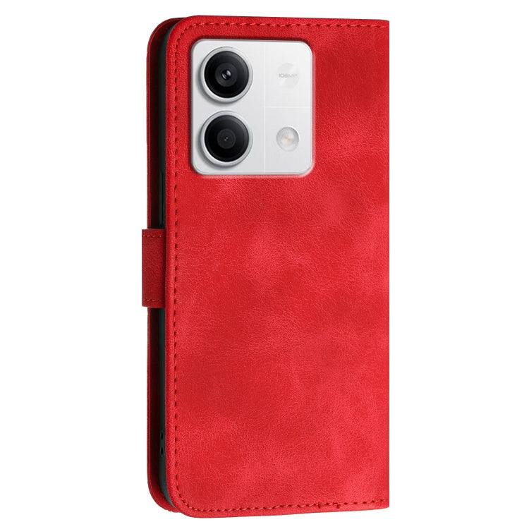 For Redmi Note 13 5G Grid Butterfly Embossed Pattern Leather Phone Case with Lanyard