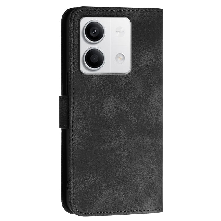 For Redmi Note 13 5G Grid Butterfly Embossed Pattern Leather Phone Case with Lanyard