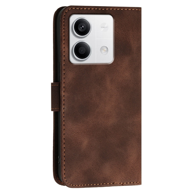 For Redmi Note 13 5G Grid Butterfly Embossed Pattern Leather Phone Case with Lanyard
