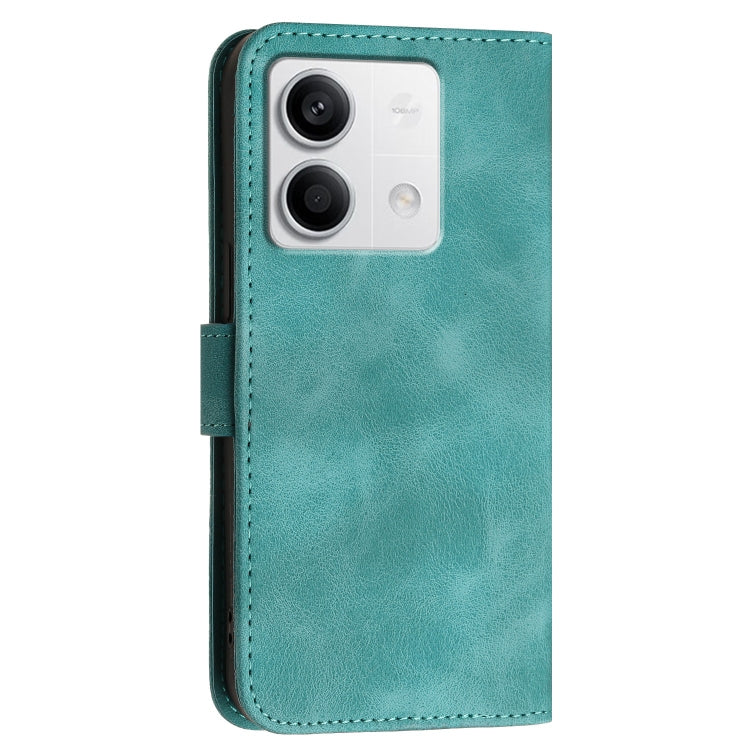 For Redmi Note 13 5G Grid Butterfly Embossed Pattern Leather Phone Case with Lanyard