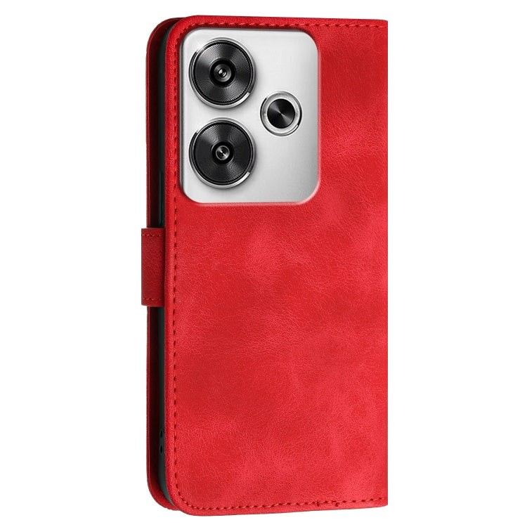 For Redmi Turbo 3 Grid Butterfly Embossed Pattern Leather Phone Case with Lanyard