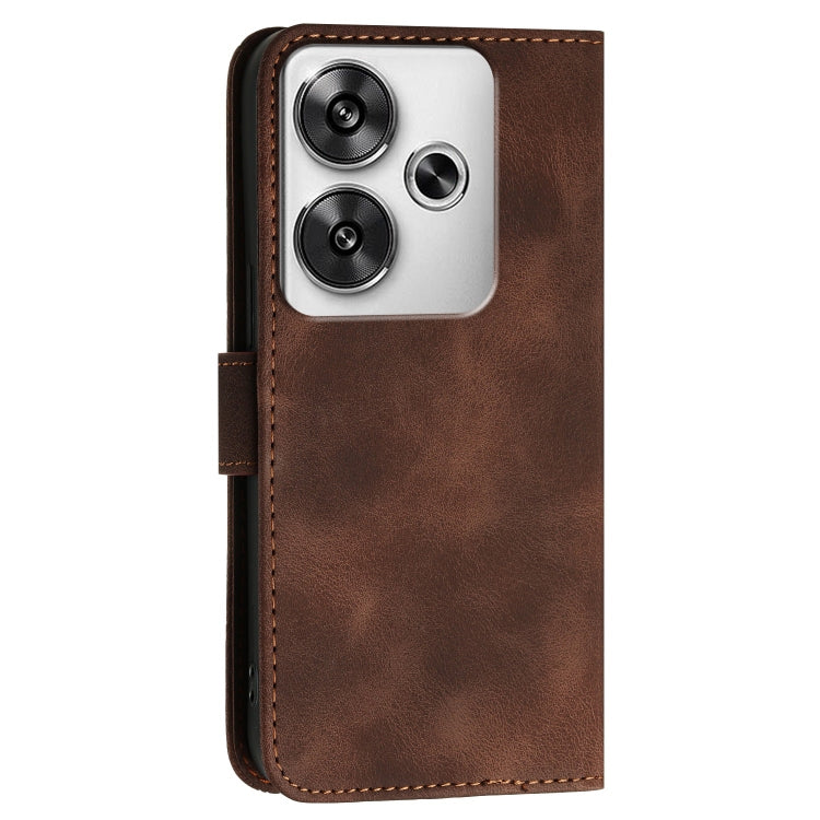 For Redmi Turbo 3 Grid Butterfly Embossed Pattern Leather Phone Case with Lanyard
