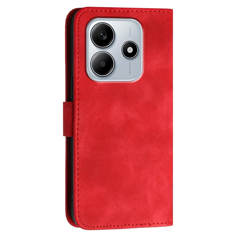 For Redmi Note 14 5G Grid Butterfly Embossed Pattern Leather Phone Case with Lanyard