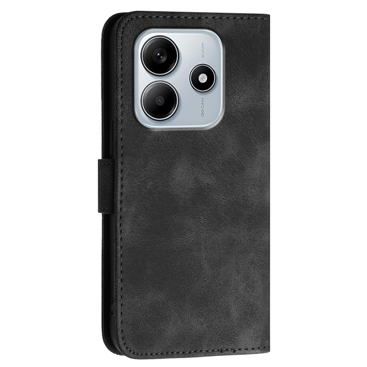 For Redmi Note 14 5G Grid Butterfly Embossed Pattern Leather Phone Case with Lanyard
