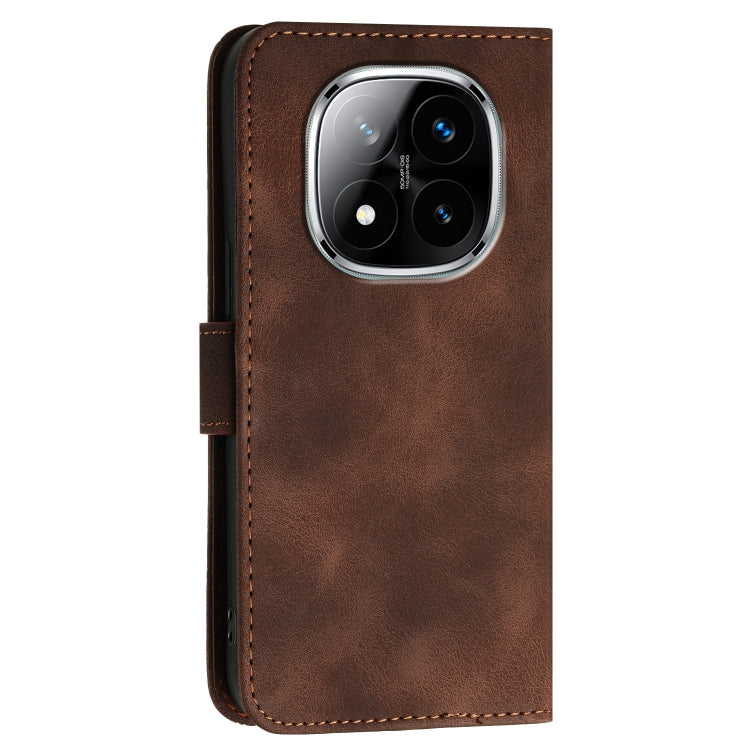 For Redmi Note 14 Pro+ 5G Grid Butterfly Embossed Pattern Leather Phone Case with Lanyard