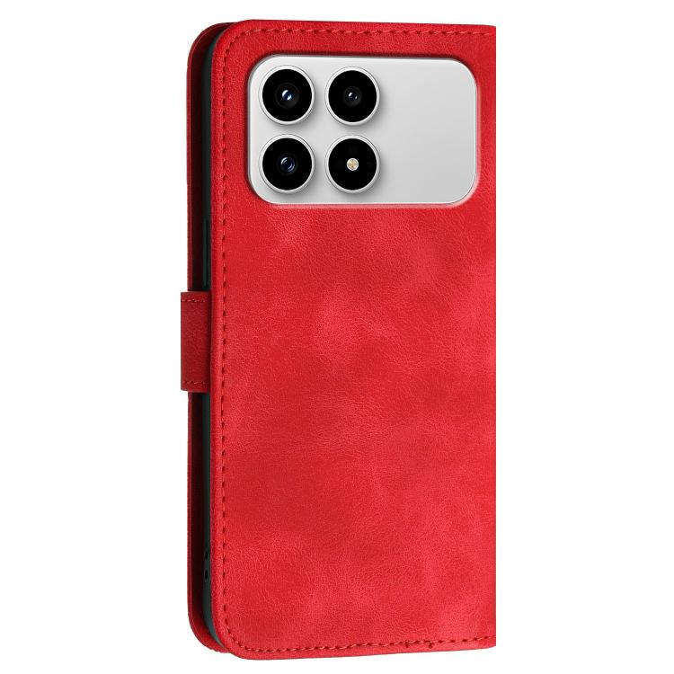 For Redmi K90 / F8 Pro 5G Grid Butterfly Embossed Pattern Leather Phone Case with Lanyard