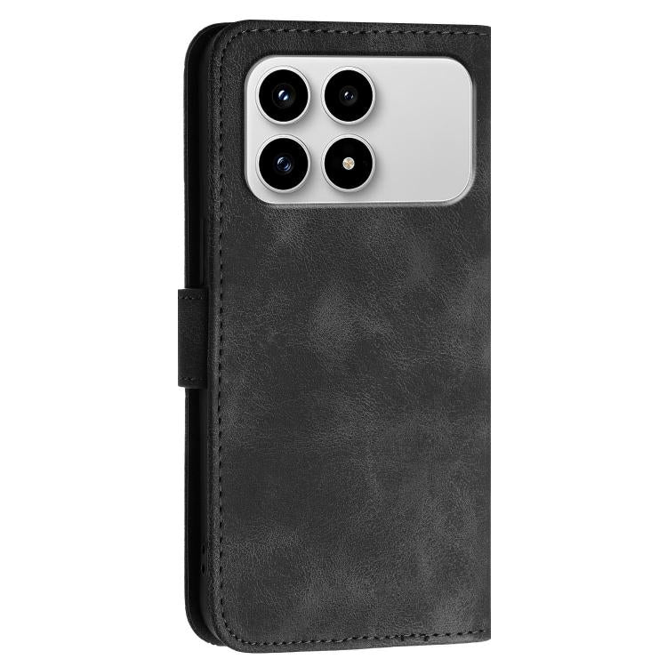 For Redmi K90 / F8 Pro 5G Grid Butterfly Embossed Pattern Leather Phone Case with Lanyard