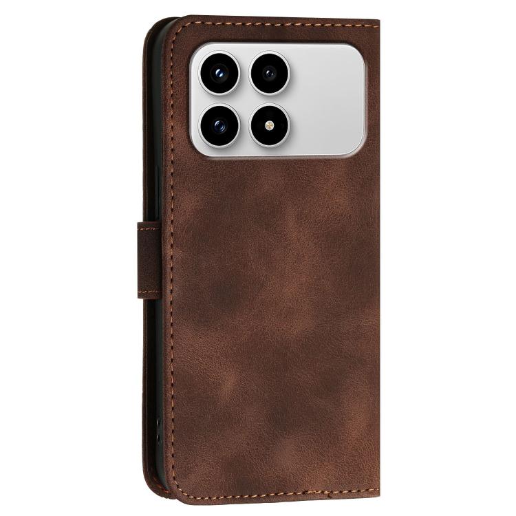 For Redmi K90 / F8 Pro 5G Grid Butterfly Embossed Pattern Leather Phone Case with Lanyard