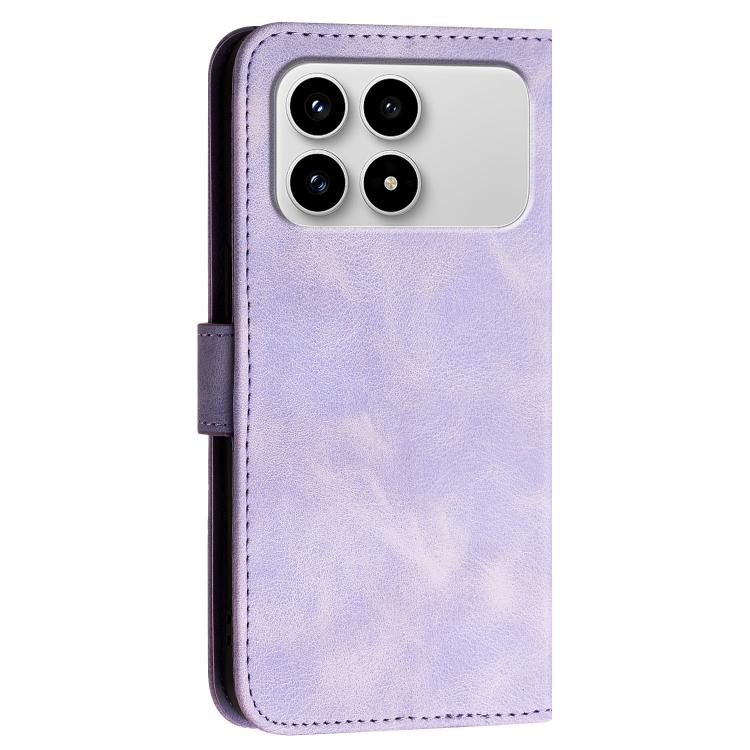 For Redmi K90 / F8 Pro 5G Grid Butterfly Embossed Pattern Leather Phone Case with Lanyard