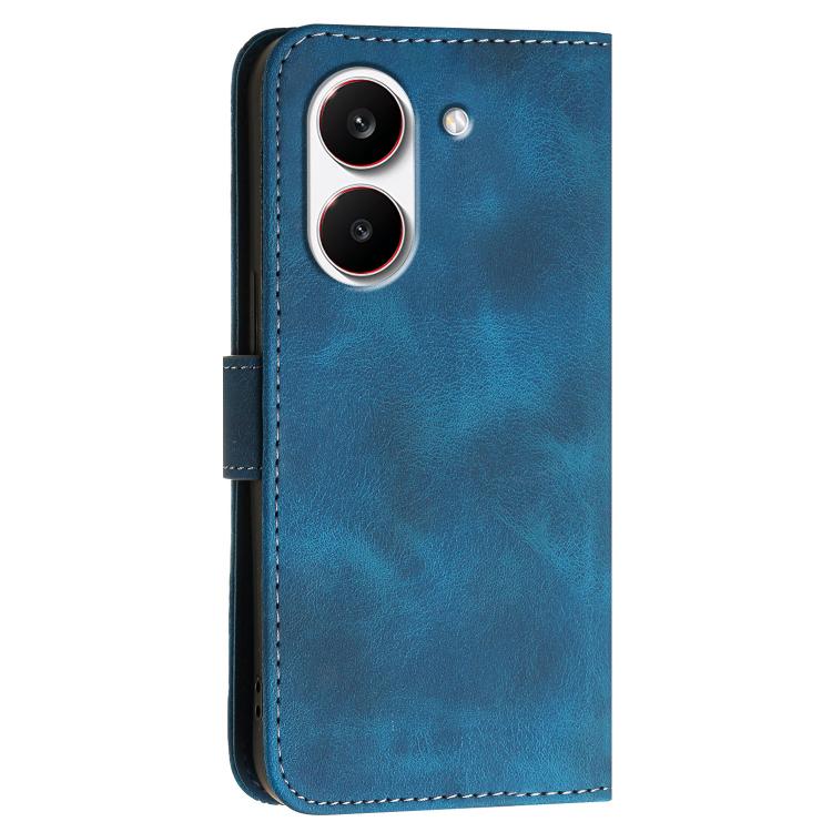 For Redmi Turbo 5 5G / Poco X8 Pro 5G Grid Butterfly Embossed Pattern Leather Phone Case with Lanyard