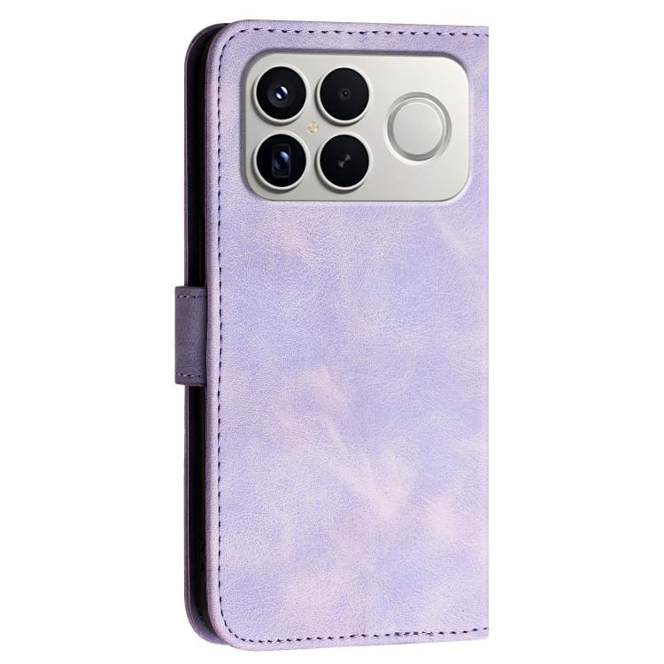 For Redmi K90 Pro Max / Poco F8 Ultra Grid Butterfly Embossed Pattern Leather Phone Case with Lanyard