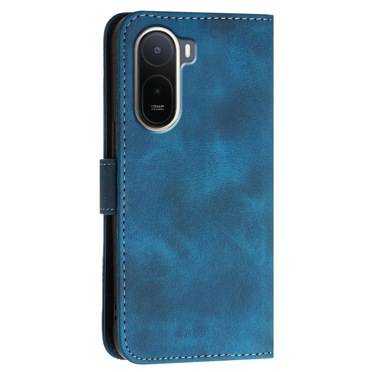 For Redmi A7 Pro 171mm / Poco C85x 5G Grid Butterfly Embossed Pattern Leather Phone Case with Lanyard