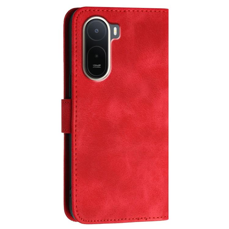 For Redmi A7 Pro 171mm / Poco C85x 5G Grid Butterfly Embossed Pattern Leather Phone Case with Lanyard
