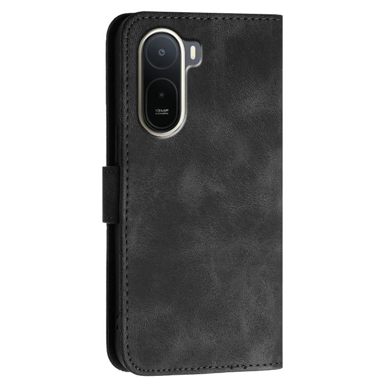 For Redmi A7 Pro 171mm / Poco C85x 5G Grid Butterfly Embossed Pattern Leather Phone Case with Lanyard