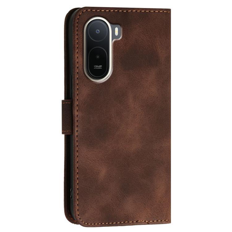For Redmi A7 Pro 171mm / Poco C85x 5G Grid Butterfly Embossed Pattern Leather Phone Case with Lanyard